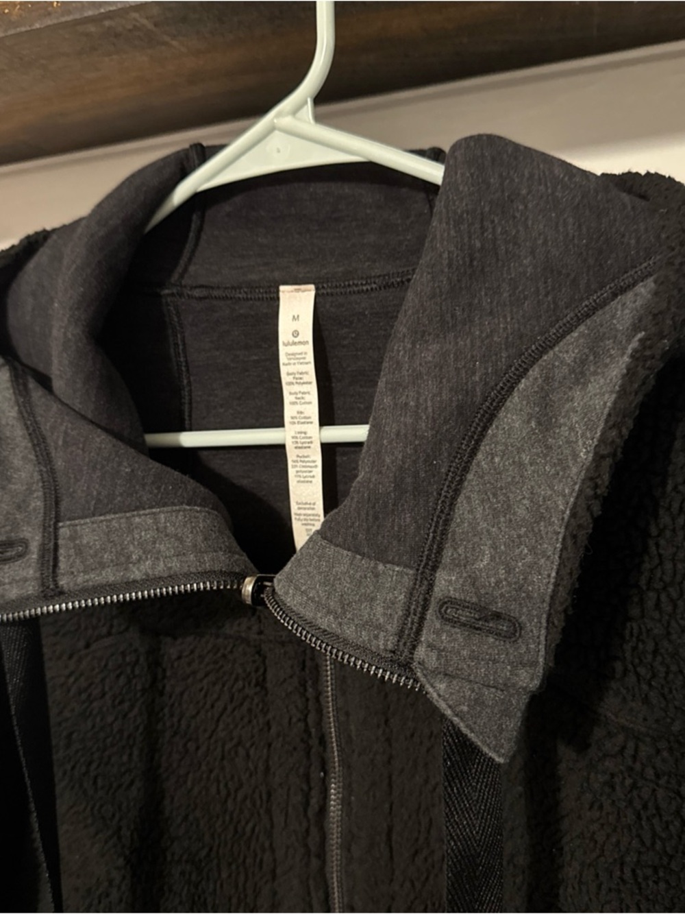 lululemon athletica Black and Dark Gray Sherpa Zip Jacket